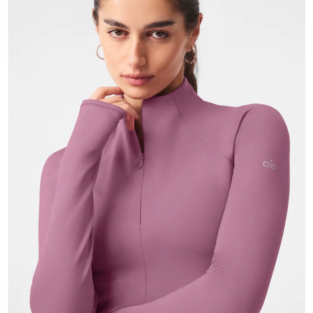 Alo Yoga Airlift Winter Warm 1/4 Zip Long Sleeve Mulberry NWT